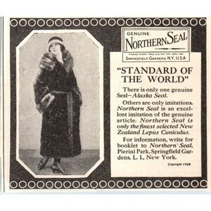 Northern Seal Alaska Seal Fur Coat 1924 Magazine Ad AF7-SS4